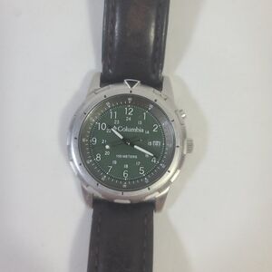 Columbia Green Dial Watch with Brown Leather Strap